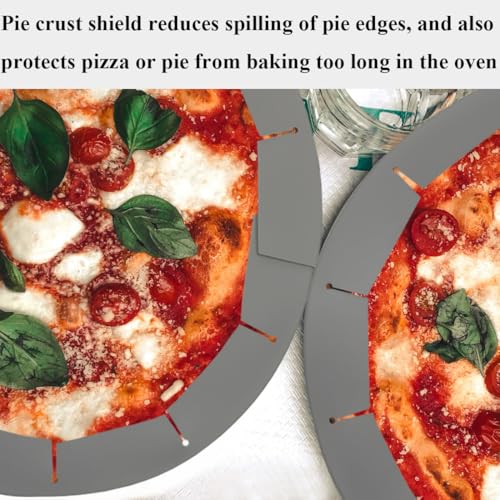 Adjustable Pie Crust Shields, Silicone Baking Protectors, Cover Ring Tools Fits 8-11.4 Inch Pies, Baking Pie Pizza Crust Shield Protector Cover for Edges ﻿ (Grey) - color: Deep Grey