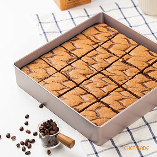 CHEFMADE 11-Inch Square Cake Pan, Non-Stick Deep Dish Bakeware for Oven Baking (Champagne Gold) - size: 11" Square