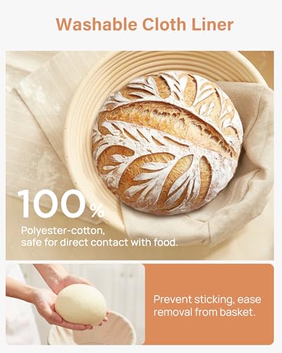 Kootek Banneton Bread Proofing Basket with Accessories, 9 Inch, Round
