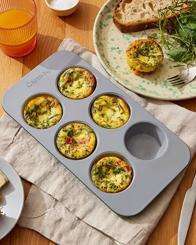 Caraway Non-Stick Ceramic-Coated 6-Cup Muffin Pan - color: Navy, size: Muffin Pan (6 Cup)