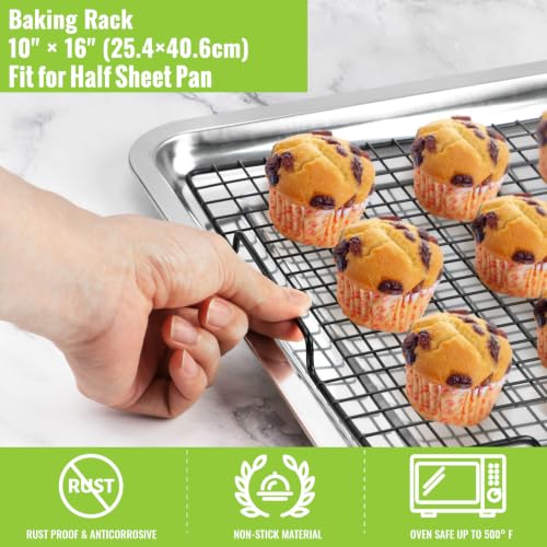 HULISEN Cooling Rack 2-Pack, 16 x 10 Inch Nonstick Baking Rack with Handles - color: Black, size: 2 Packs