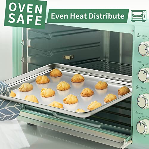 Baking Sheets Set of 2, HKJ Chef Cookie Sheets 2 Pieces Stainless Steel Baking Pans & Toaster Oven Tray Pans, Rectangle Size 23.54L x 15.67W x 1.18H inch & Non Toxic & Healthy & Easy Clean - size: 24inch