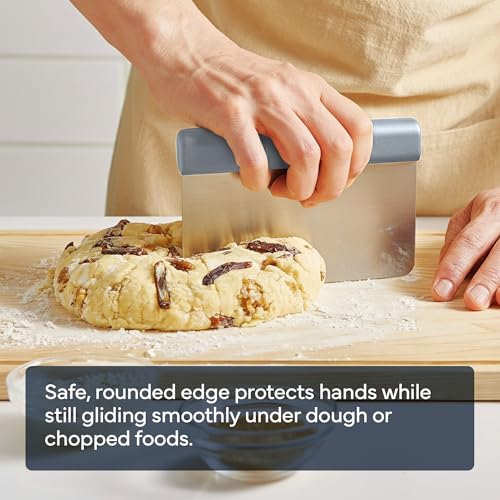 Misen Stainless Steel Bench Scraper - Versatile Food Scraper with Walnut Handle - Ideal for Kitchen, Pastry & Dough - Durable Cutting Board Scraper Tool - Effortless Transfer into Pots & Pans - Gray - color: Gray