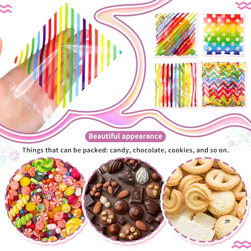 Gersoniel 200 Pcs Rainbow Cellophane Treat Bags, Colorful Cookie Bags - color: Rainbow