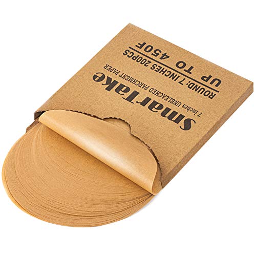 SMARTAKE 7 Inches Round Parchment Paper Baking Sheets, Non-Stick, 200Pcs - size: 7 Inches-200