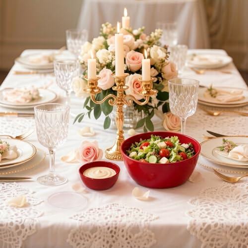 4-Piece Classic Plastic Bowls with Lids – 8/16/24/32oz - color: Red