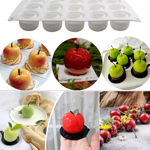 Apple Silicone Mold, 15-Cavity Apple Shaped Mousse Cake Molds - color: 15 Cavity Apple Sphere Mold