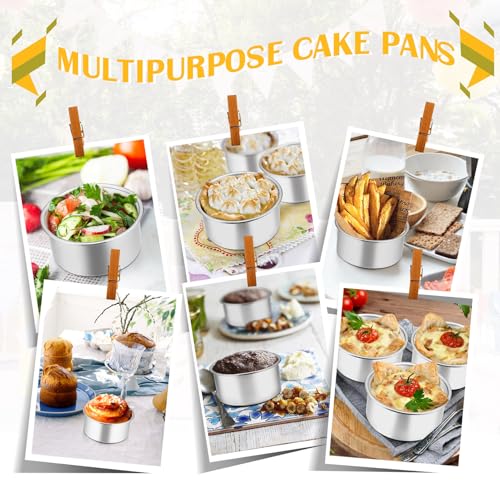 P&P CHEF 4 Inch Cake Pan, Stainless Steel Round Cake Pans, Silver & 4 Pcs - color: Silver, size: 4 Inch