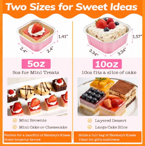 NPLUX 50 Pack 5oz Halloween Mini Cake Pans with Lids for Parties, Pink Foil - color: Pink, size: 5 OZ