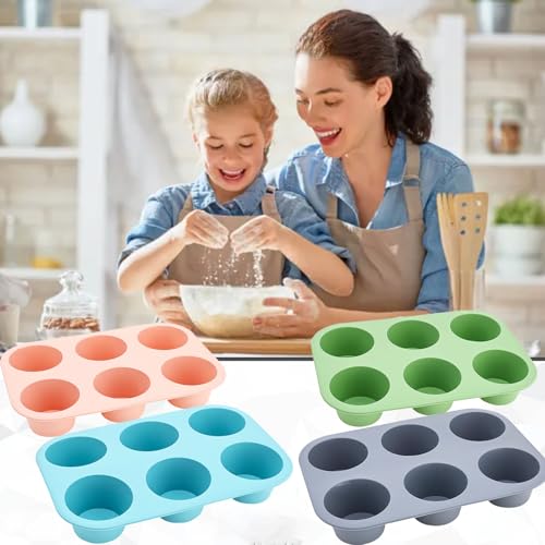 6 Cups Silicone Mini Muffin Pan Set, Nonstick Mini Cupcake Pans, 2pcs BPA Free Small Muffin Tin for Baking - color: Set of 2--6 Cups (Blue+Green)