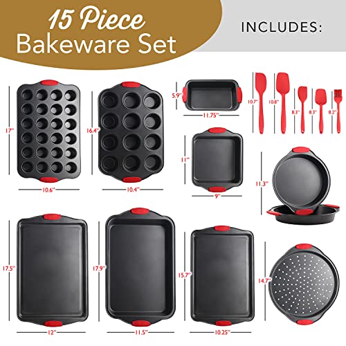 Eatex Baking Sheet Set, 39 Piece Baking Pans Set, Cookie Sheets for Baking - size: 39-Piece Set Black