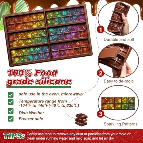 Christmas Snowflake Candy Molds Holographic Chocolate Mold Silicone - color: Snowflake, style: Square
