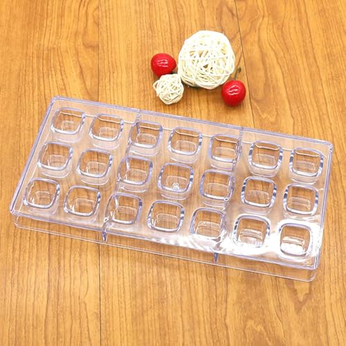 21 Grid Chocolate Candy Mold PC Polycarbonate Chocolate Making Mould with Scraper (Cube Shape) - color: Cube Shape