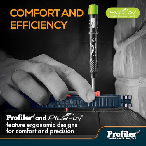 Profiler+ The Ultimate Precision Set Multifunction Scribing Tool - Pica-Dry Long-life Automatic Pencil & 8 Multi-Use Refill Leads, Official Brand Collaboration for Accurate Scribing and Marking