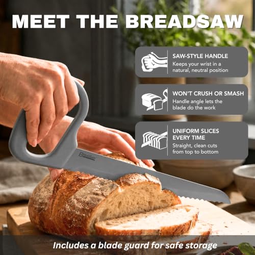 Sourdough Bread Knife, 8" Serrated Blade with Ergonomic Handle, Stainless Steel, Gray - color: Gray