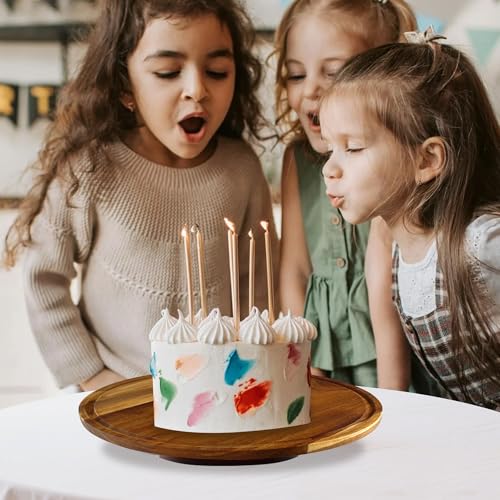 Rotating-Wood-Cake-Stand With Acrylic Dome Lid, Round Wooden Cake Holder Plate With Cover, 2-in-1 Dessert Table Display Set For Party, Charcuterie Board For Cheese, Chips & Dips, Nachos, Fruit Platter - size: 11.6''W*7.6''H-Rotating