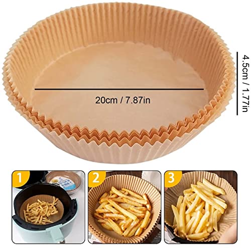 Air Fryer Paper Liners, 100PCS Non-stick Disposable Parchment Sheets for Baking, Food Grade Liner for Baking Roasting Microwave (7.9inch-Round) - size: Round-7.9"-100Pcs