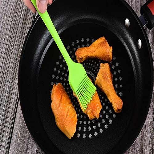 Silicone brush, Oil Brush for BBQ Kitchen Cooking Baking and Grilling (2 PCS,green&orange) - color: green&orange
