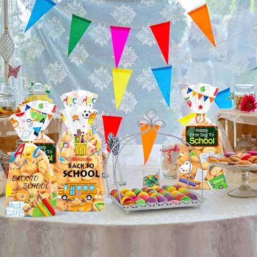 BCCSNNM 100 PCS Back to School Cellophane Goodie Bags - color: Back to School