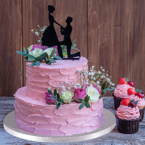 Silver Cake Drum Round 10 Inch Cake Boards with 1/2-Inch Thick Smooth Edges for Multi Tiered Birthday Wedding Party Cake Drums Board (8 PCS) - size: 10"