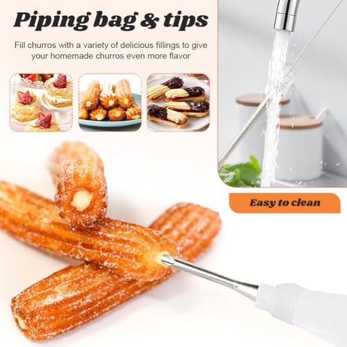 Stainless Steel Churro Maker Kit with 8 Discs, 8 Tips and Piping Bag