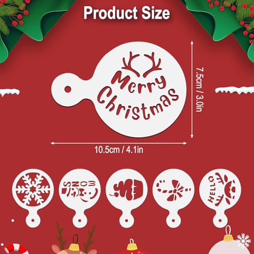 16 Piece Christmas Sprinkle Stencils for Latte Art, Cookie Icing & Cupcake Decorating - Holiday Cake Baking & Coffee Stencils, 3x4.1 Inches, Reusable for Home Bakers & Hosts - size: 16 Piece
