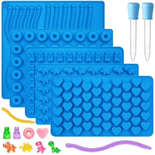 Sidosir 7Pcs Silicone Gummy Bear Molds, Non-Stick Worm Chocolate Mold for Parties, Gummy Heart for Home DIY, Silicone Dinasur Mold for Make Gummies - color: Worm Animal