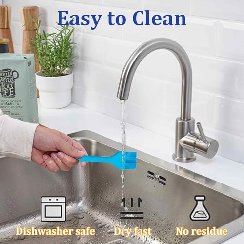 4PCS Heat Resistant Silicone Basting Brushes Cooking Brush, BPA Free Pastry Brush with Soft Bristles for Oil Butter Sauce BBQ Grill Kitchen Baking Dishwasher Safe(Blue) - color: Blue