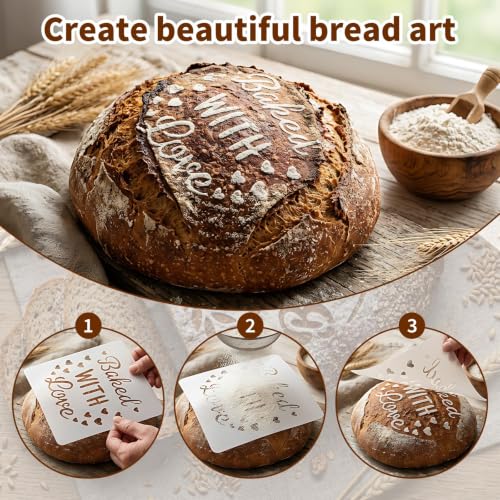 24 Pcs Sourdough Stencils for Bread, Artisan Bread Stencils Baking Mold Set