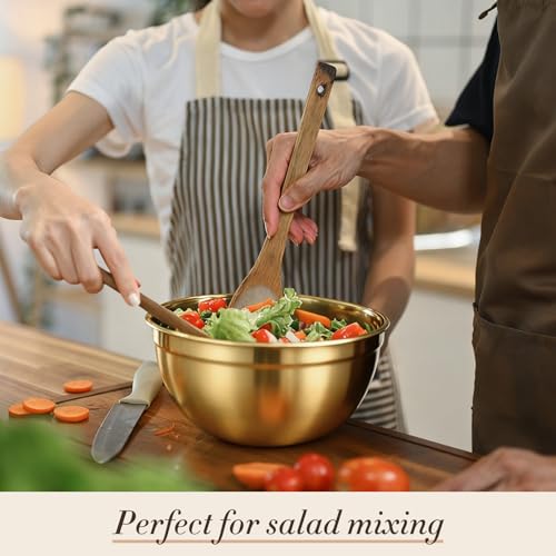 LemonRoad 8 Pcs Gold Kitchen Accessories Stainless Steel Gold Mixing Bowls