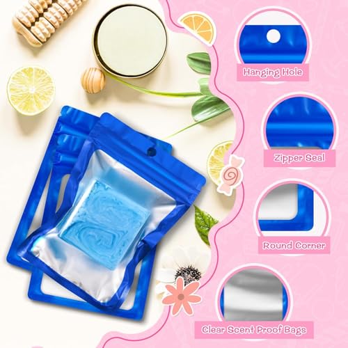 FUNFERY 100 Pack Mylar Resealable Bags, Blue Foil Packaging Bags - color: Blue, size: 6.3 x 9.4 inch
