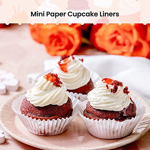 1 Inch Paper Muffin Liners Super Mini Baking Cups Cupcake Liners 1000 Pcs Treat Cups for Weddings, Birthday, Baby Shower, White - color: White
