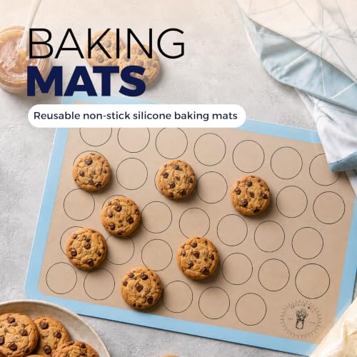 Silicone Baking Mats, Cookie Baking Mats, 3/4 Sheet Reusable Pack of 3 - color: Cookie Baking Mats Blue, size: 3/4 Size Pack Of 3