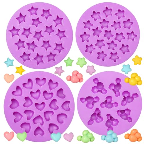 Infovox 4PCS Star Chocolate Molds, Silicone Heart Molds for Cake Deraction - color: Purple(NF516)