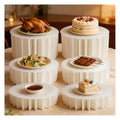 6 Pack Beige Foldable Paper Buffet Risers - Display Stands with Acrylic Top