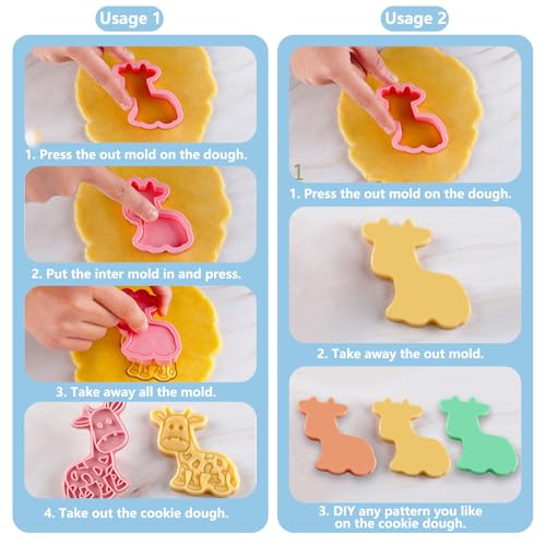 8PCS Forest Animal Cookie Cutters Set 3D Cookie Mold Plastic Cookie Stampers with Cute Cartoon Shapes for Biscuit Fondant Snacks Cheese Baking