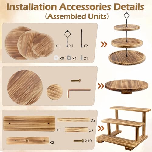 Esmorah Rustic Wooden Dessert Table Display Set of 6, Cupcake Stand - color: Set of 6