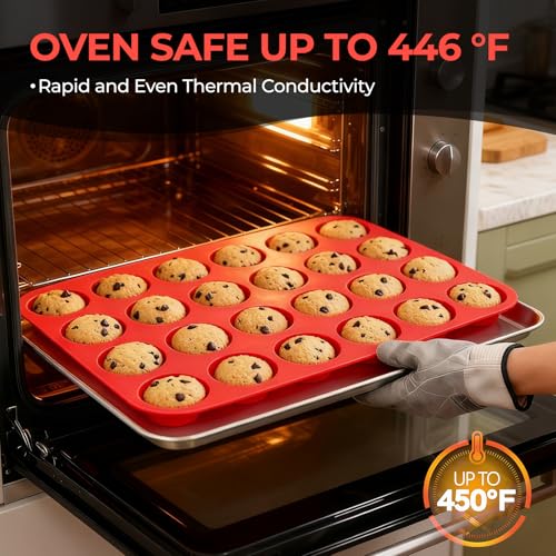 CAKETIME Silicone Mini Muffin Pan, 24 Cups Mini Cupcake Pans Silicone Muffin Tin for Baking Nonstick 2 Pack - size: 24-Cup Mini