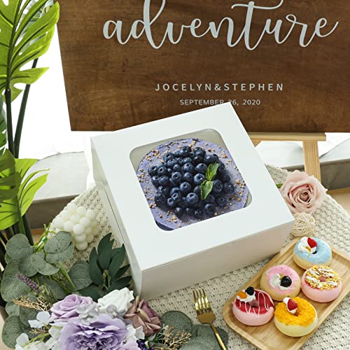 Moretoes 40pcs Cake Boxes, 10x10x5 Inch White Bakery Boxes with Window for Valentine's Day, Mother's Day, Pastries, Cookies, Pie, Cupcakes - size: D-40pcs-10*10*5in
