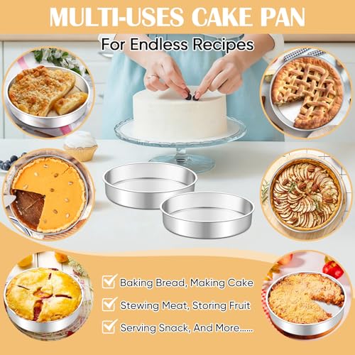 TeamFar 9 Inch Cake Pan Set of 2, Stainless Steel Round Cake Baking Pan - size: 9 Inch
