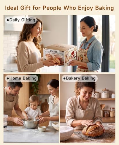 Sourdough Starter Kit with Jar Round & Oval Bread Proofing Basket