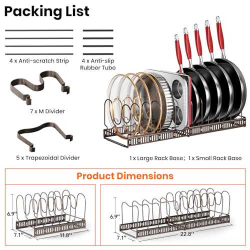 MUDEELA Expandable Pot Pan Lid Organizers inside Cabinet, 12 Divider-Bronze - color: Bronze, size: 12 Dividers