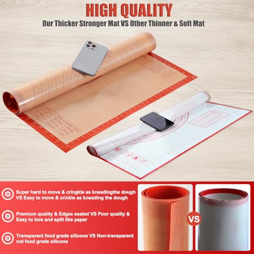 Silicone Pastry Mat Large Baking Mat 36X24 inch Dough Mat with Measurements - color: Red, size: 24"L x 36"W