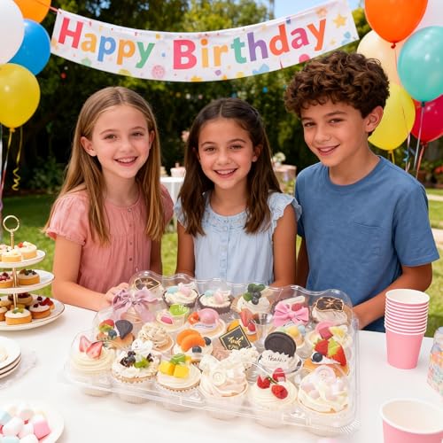 5 Pack 24 Count Cupcake Containers With Tall Dome Lids, 120 Liners