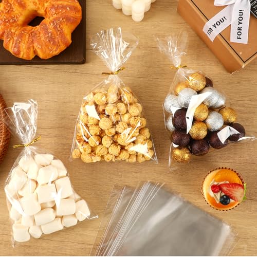 Augshy 300Pcs Candy Bags for Party Favors Clear Cake Pop Wrappers Supplies - size: 1 Count (Pack of 300)