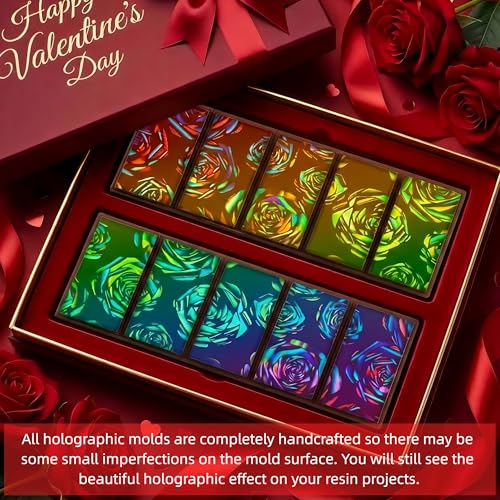 Holographic Chocolate Mold Silicone,Rectangle,Rose - color: Rose, style: Rectangle