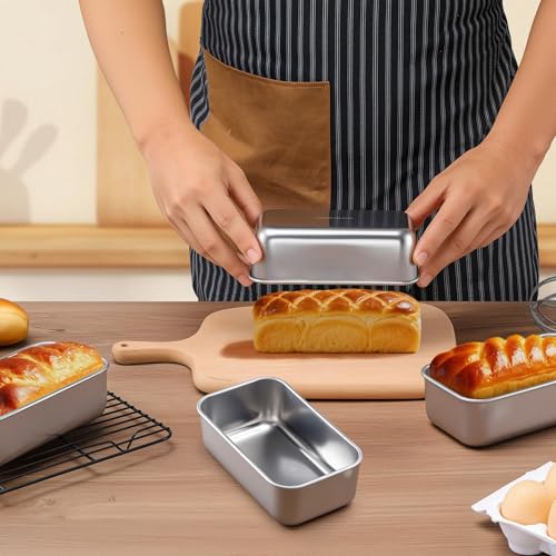 LIANYU 6.3 x 3.5 In Stainless Steel Mini Loaf Pan for Baking Bread, 8 Pack - size: Small
