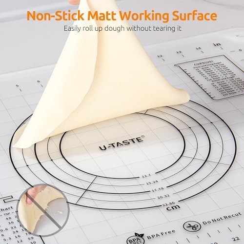 U-Taste Silicone Pastry Mat, Dough Rolling Baking Sheet, 16x20"/Transparent - color: Transparent, size: 15.8"L x 19.7"W