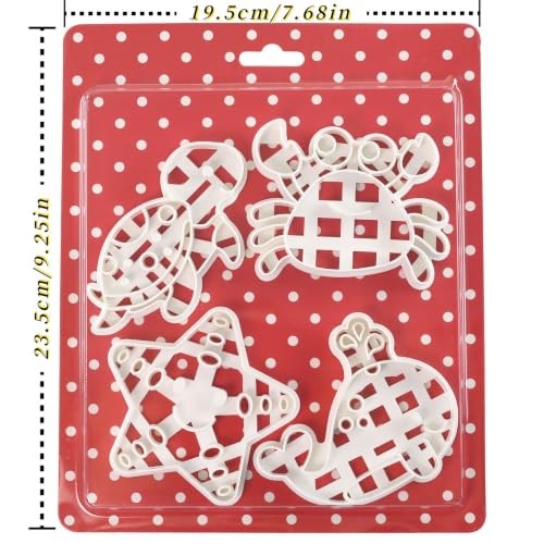 4Pcs Under the Sea Animals Cookie Cutters for Fondant and Cookies - color: Ocean