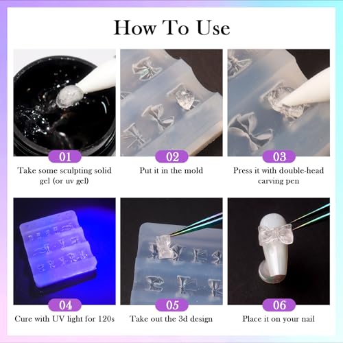 Laza 4pcs 3D Silicone Nail Art Molds Multiple Flower Shapes Nail Molds - color: Flowers